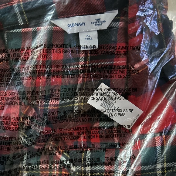 BNIP, 🆕Old Navy Boyfriend Flannel Shirt, Tartan Plaid, XL Tall - Picture 5 of 5